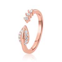 Triple Zircon Leafage Rose Gold Ring