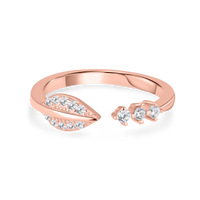 Triple Zircon Leafage Rose Gold Ring