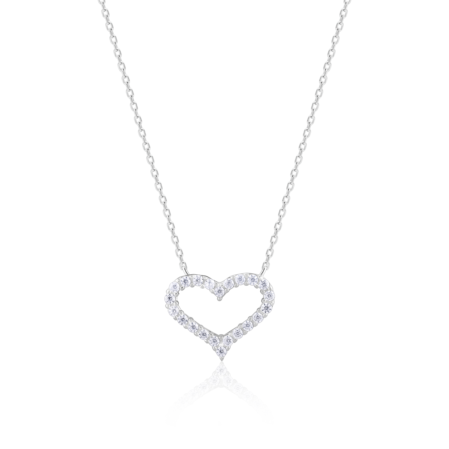 Silver Heart Affection Love Pendant with Link Chain