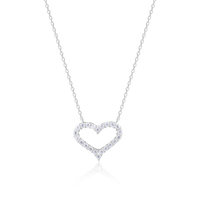 Silver Heart Affection Love Pendant with Link Chain