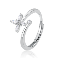 Floral Zircon Silver Ring