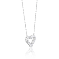 Silver Heart Affection Love Pendant with Link Chain