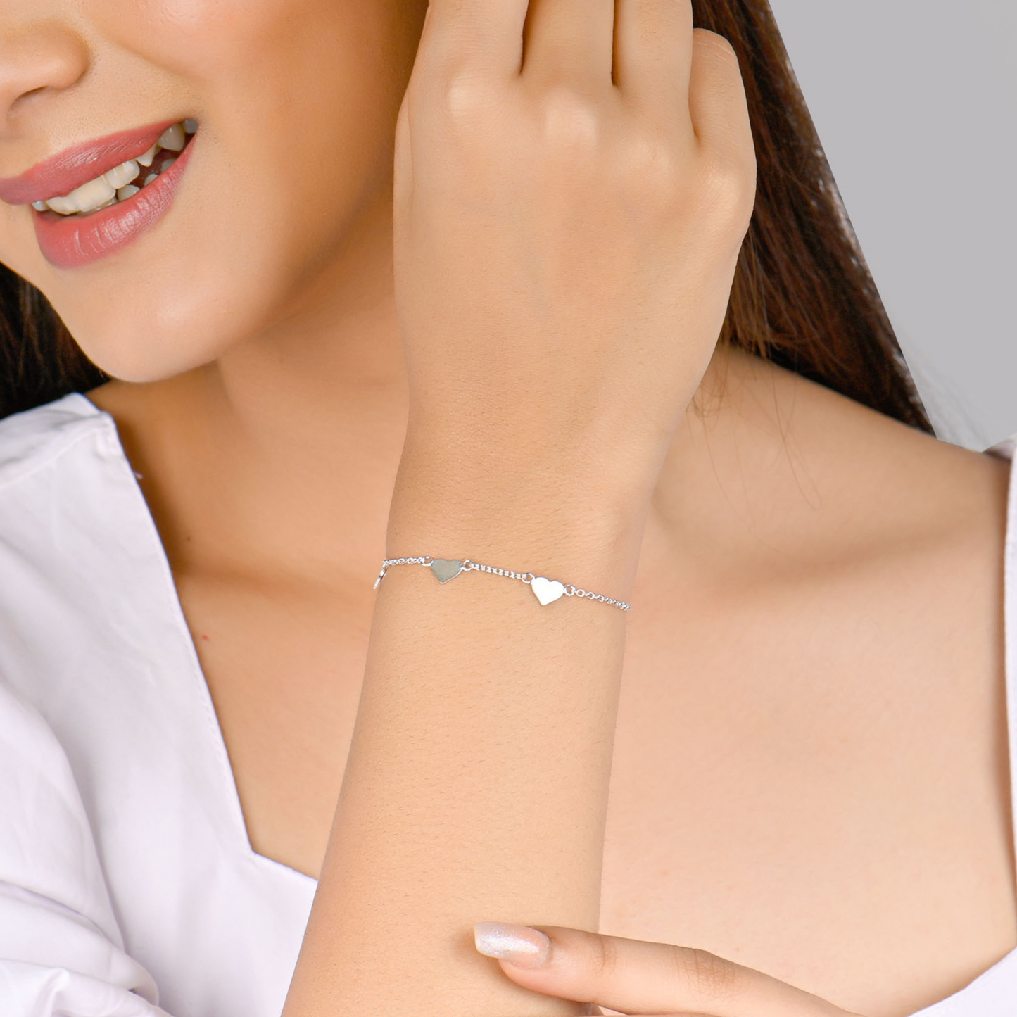 Modern Love Heart Connection Silver Bracelet