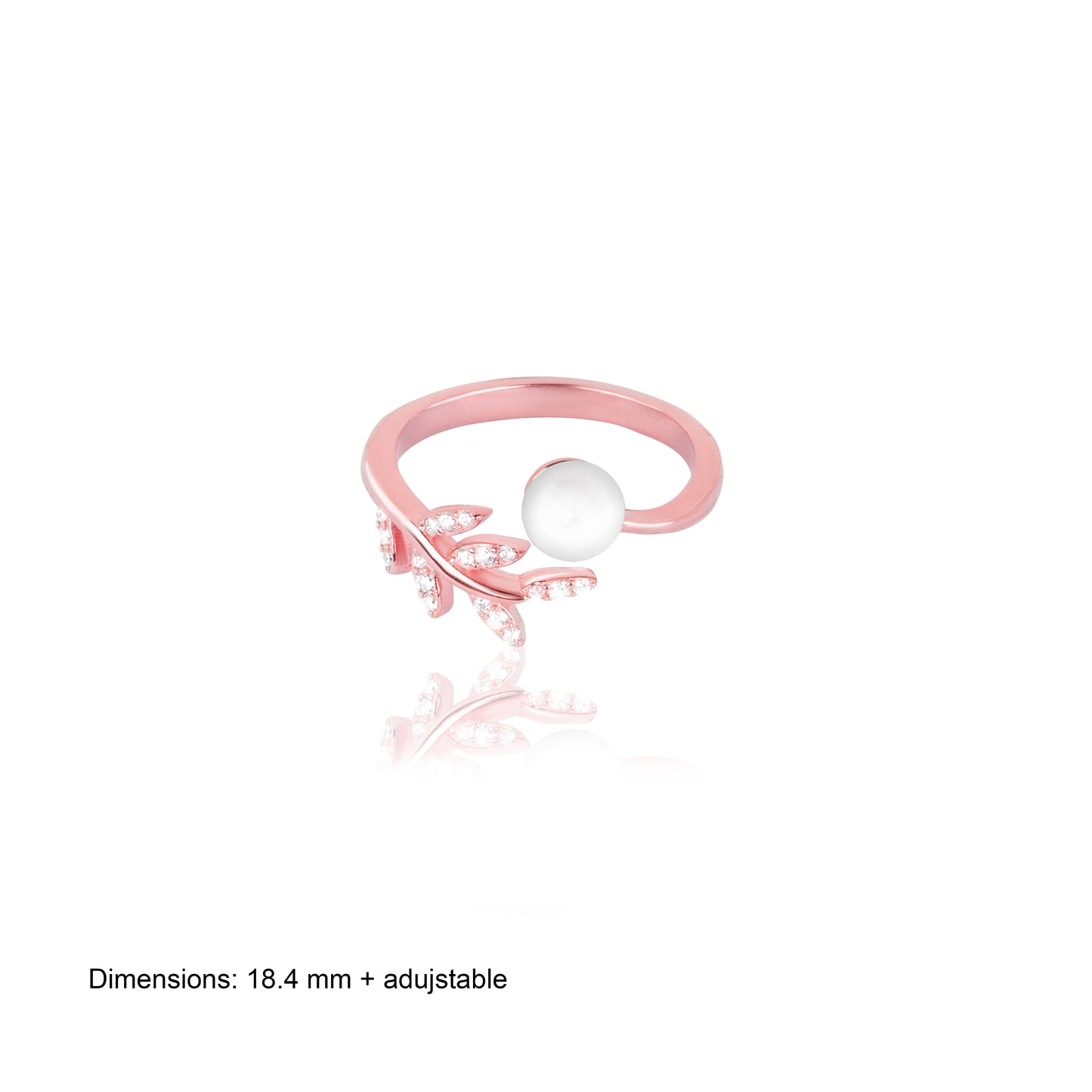 Rose Gold Pearl Leaf Zircon Ring