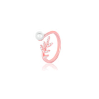 Rose Gold Pearl Leaf Zircon Ring