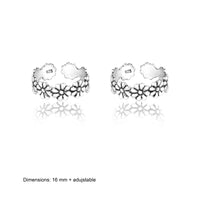 Silver Oxidized Flower Toe Rings