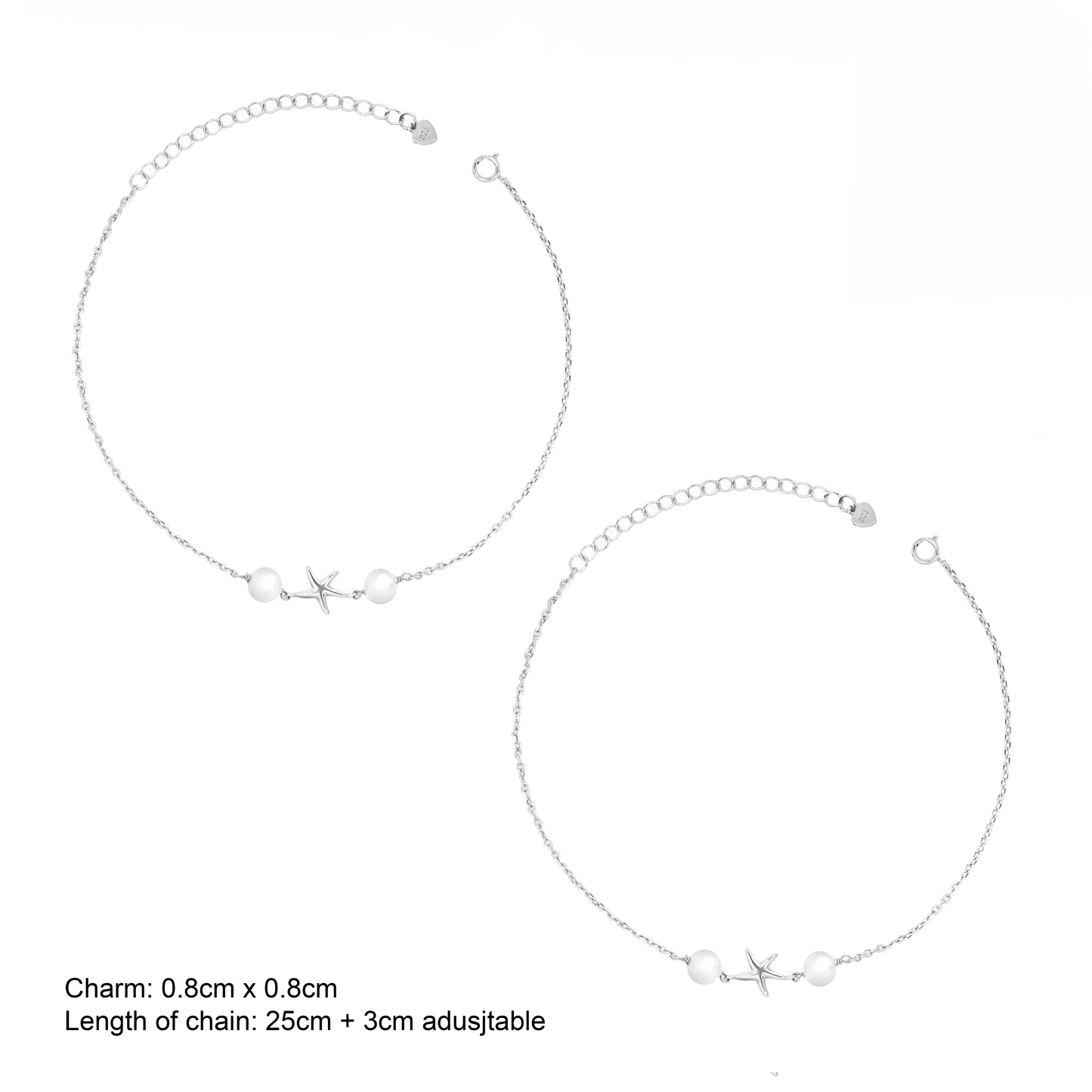 Silver Starfish Pearl Anklet