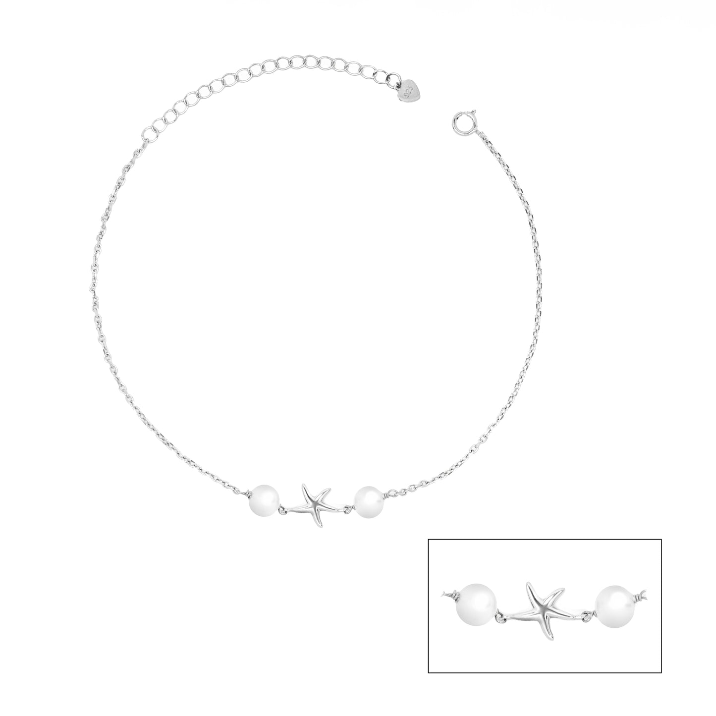 Silver Starfish Pearl Anklet