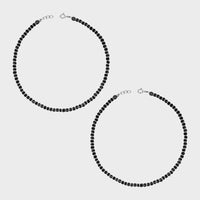Black Beads Silver Anklets