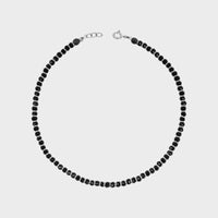 Black Beads Silver Anklets