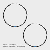 Evil Eye Black Beads Silver Anklet
