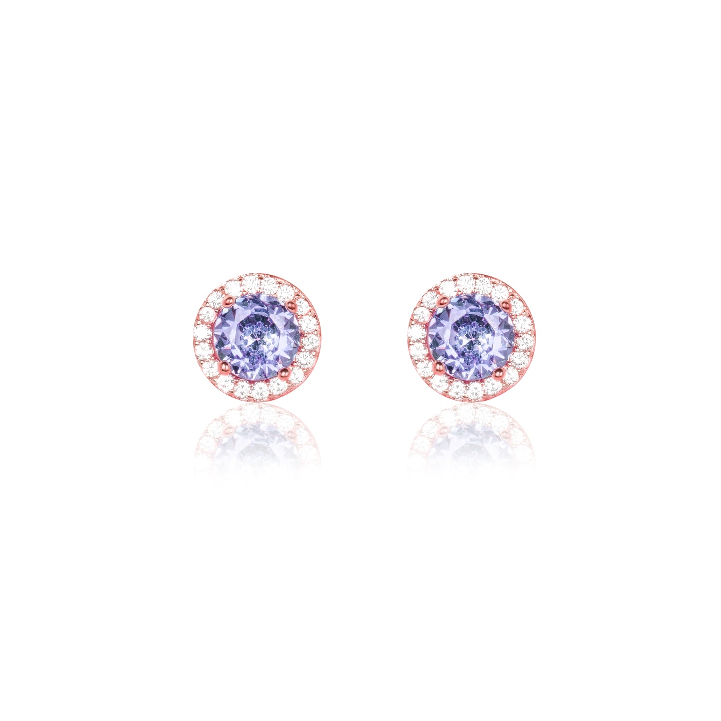 Rose Gold lavender Orchid Zircon Studs