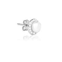 Silver Zircon Pearl Studs