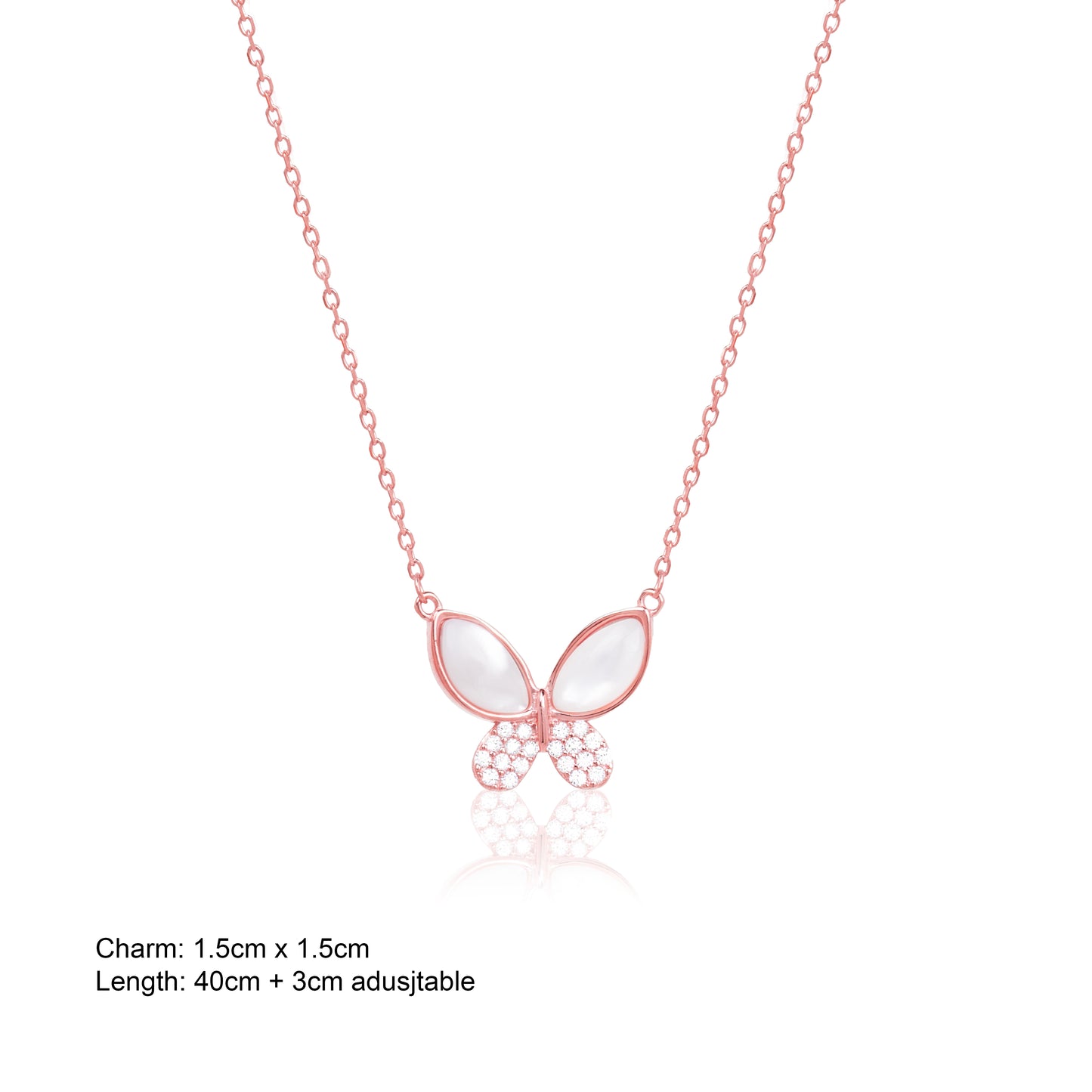 Rose Gold Butterfly Pendant with Link Chain
