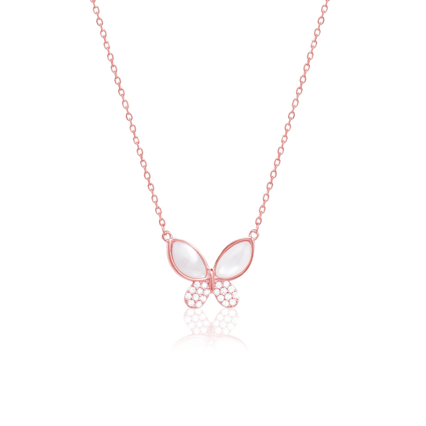 Rose Gold Butterfly Pendant with Link Chain