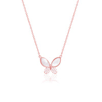 Rose Gold Butterfly Pendant with Link Chain