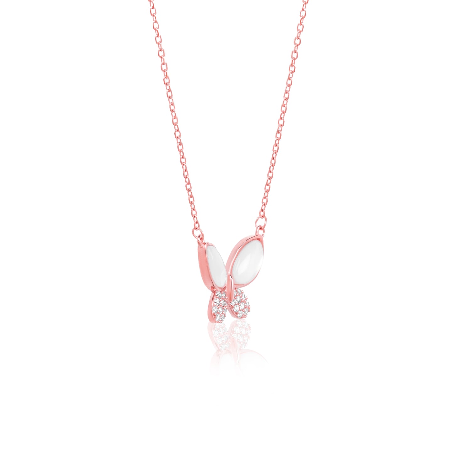 Rose Gold Butterfly Pendant with Link Chain