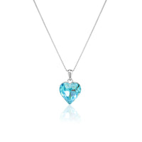 Aqua Marine Titanic Silver Heart Pendant with Link Chain