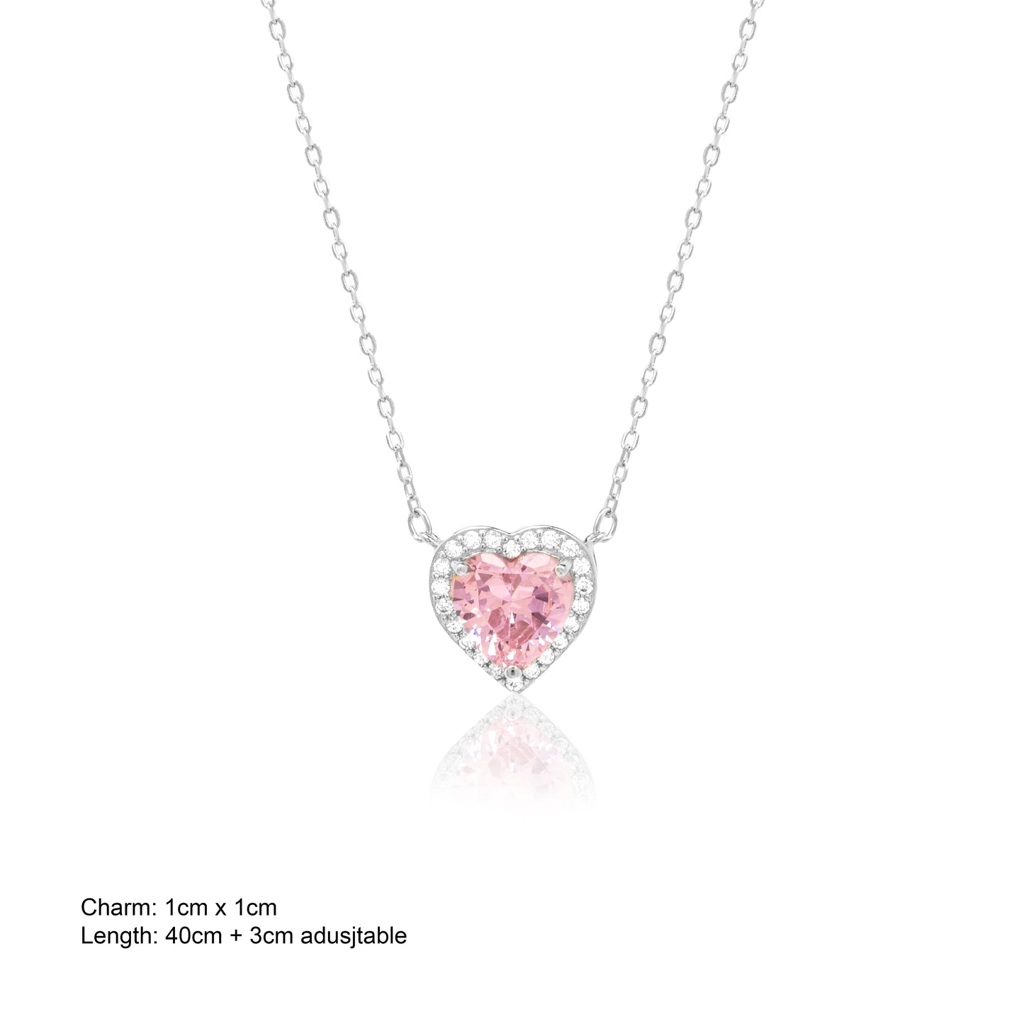 Silver Valentine Heart Pendant with Link Chain