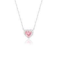 Silver Valentine Heart Pendant with Link Chain