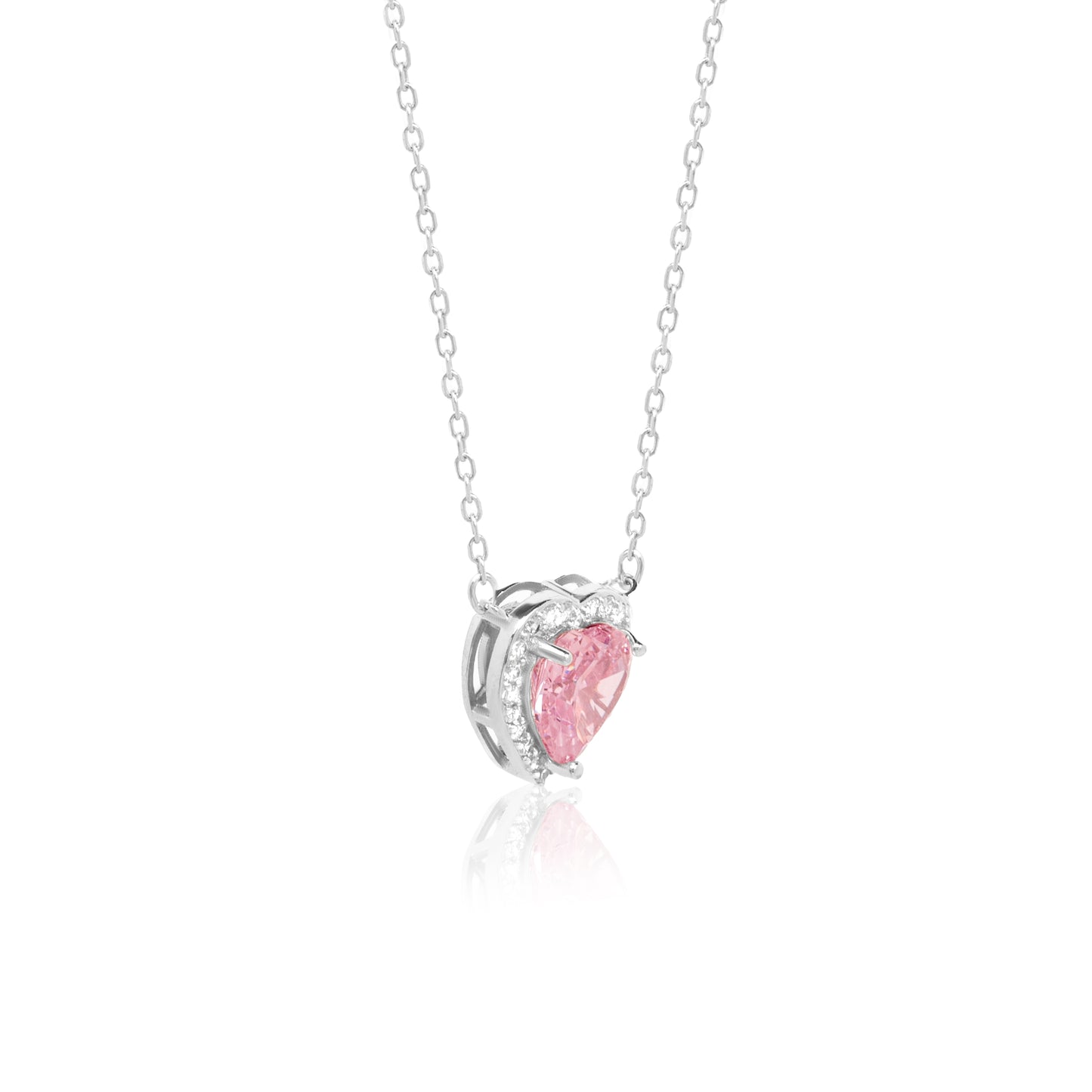 Silver Valentine Heart Pendant with Link Chain