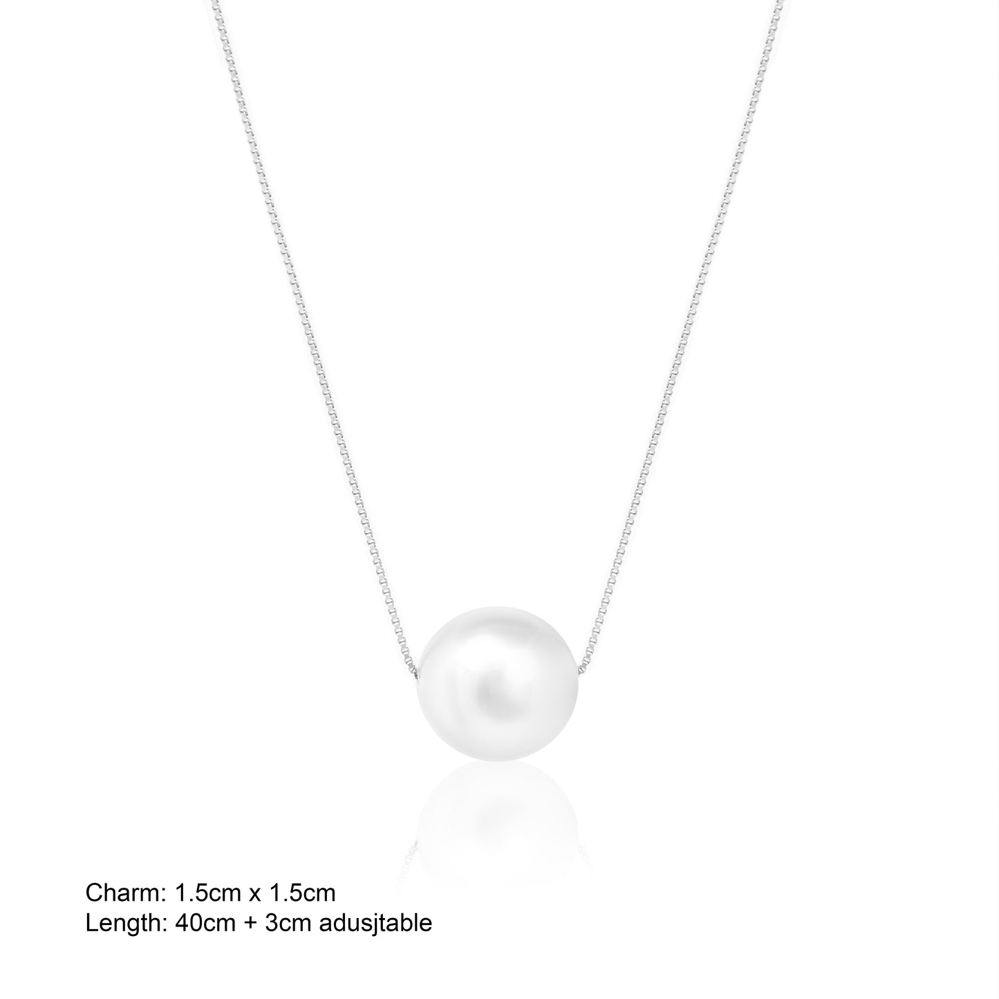 Silver Pearl Pendant with Link Chain