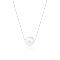 Silver Pearl Pendant with Link Chain