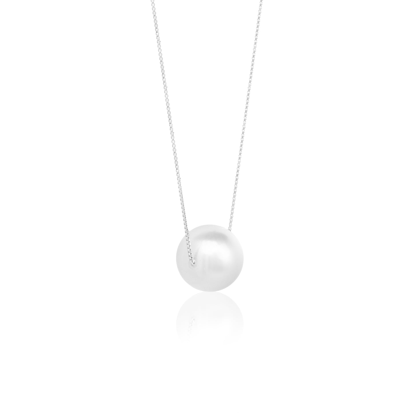Silver Pearl Pendant with Link Chain