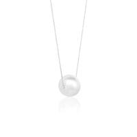 Silver Pearl Pendant with Link Chain
