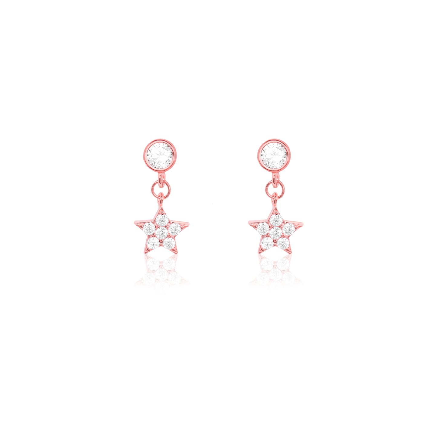 Stellar Rose Gold Star Zircon Drop Earrings