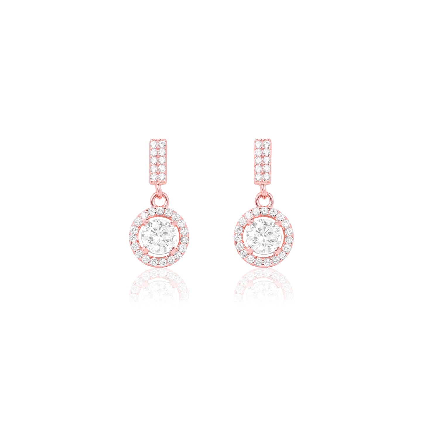 Solitiare Zircon Rose Gold Hanging Ornate Drop earrings