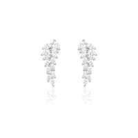 Silver Leaf Zircon Earrings