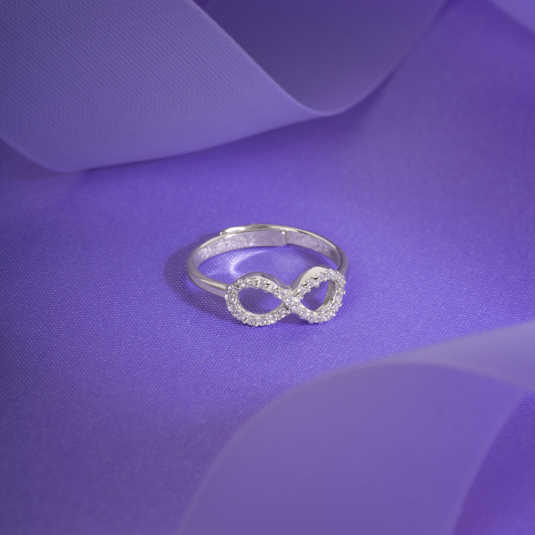 Silver Zircon Infinity Ring