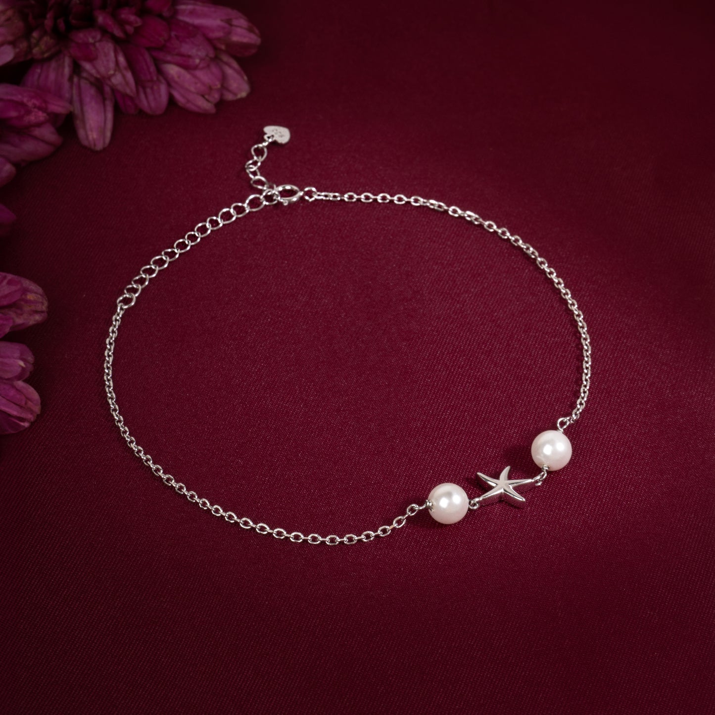 Silver Starfish Pearl Anklet