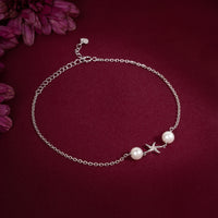 Silver Starfish Pearl Anklet