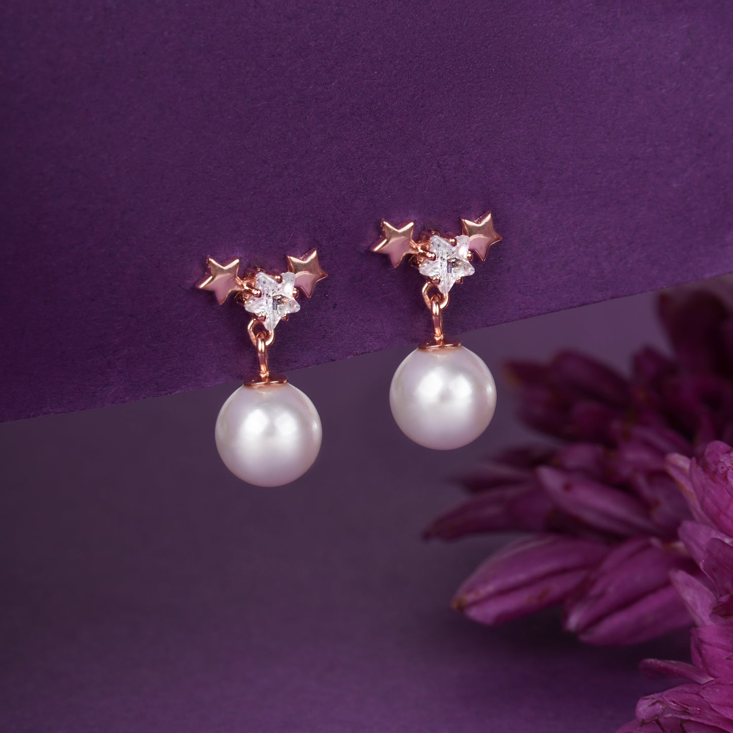Celestial Pearl Rose Gold Studs