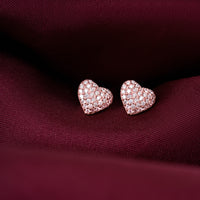 Rose Gold Zircon Heart Studs