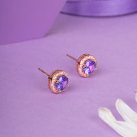 Rose Gold lavender Orchid Zircon Studs