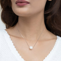 Silver Pearl Pendant with Link Chain