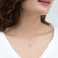 Silver Valentine Heart Pendant with Link Chain