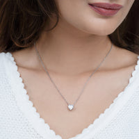 Silver Solitaire Heart  Pendant with Link Chain