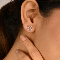 Chic Centered Flower Rose Gold Studs