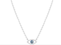 Silver Evil Eye Pendant with Link Chain