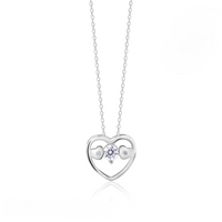 Silver Solitaire Love Heart Pendant with Link Chain