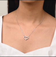Silver Heart Affection Love Pendant with Link Chain