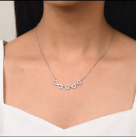 Infinity Love Trifold Hearts Zircon Silver Pendant with Link Chain