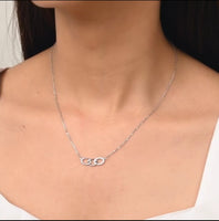 Silver Zircon Circle Pendant with Link Chain