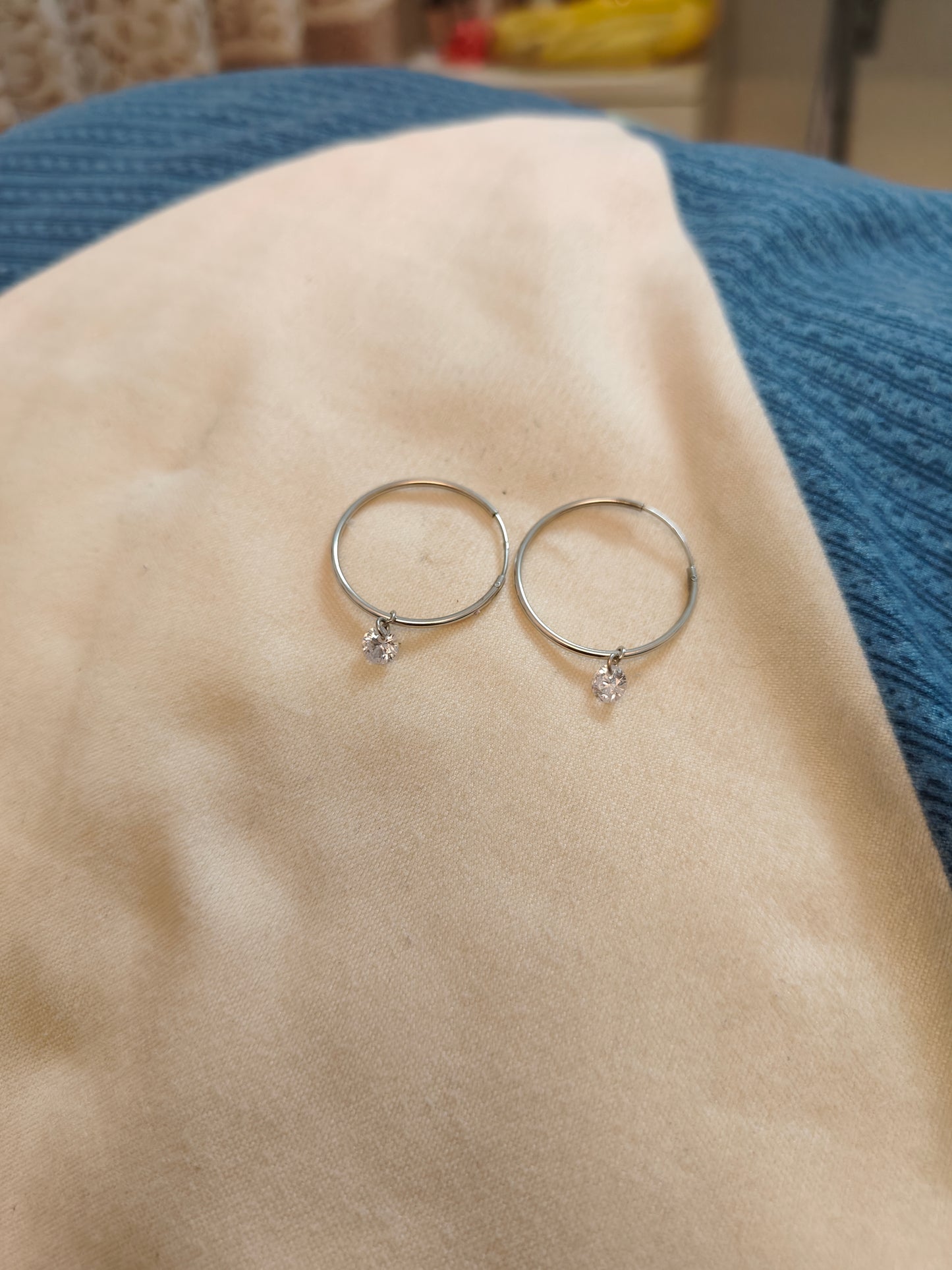 Silver Square Solitaire Studs