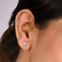 Rose Gold Flower Drops Studs