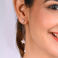Chic Floral Zircon Rose Gold Drop Earrings